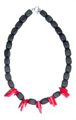 Hotsjok design halskæde med lava og koral